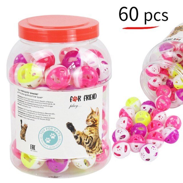 1Set Fun Rainbow Ball Cat Toy Colorful Ball Interactive Pet Kitten Scratch Natural Foam Ball Training Pet Supplies Product-1