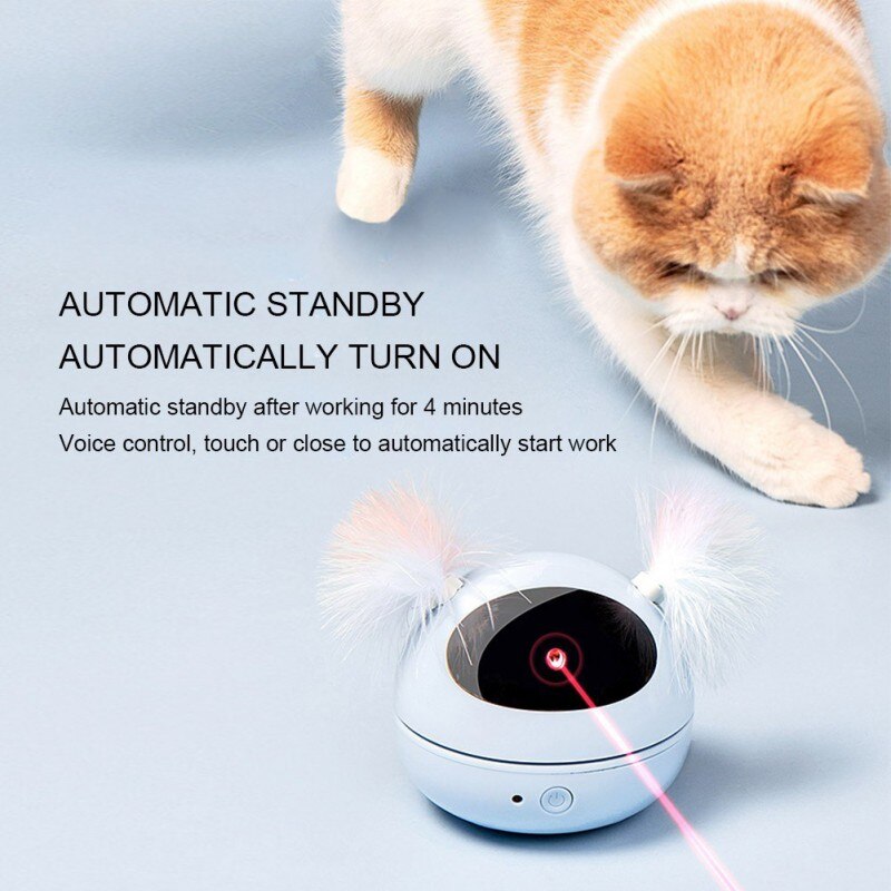 Electric Interactive Cat Toy Ball Feather Infrared Light Tease Tease Cat Stick Toys-2